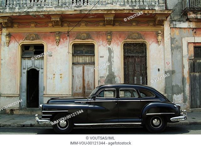 Old car from the 1950th Cienfuegos, Cuba, Caribbean, America