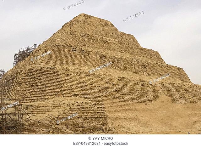Stepped pyramid. ancient pyramids of Egypt. The seventh wonder of the world. Ancient megaliths