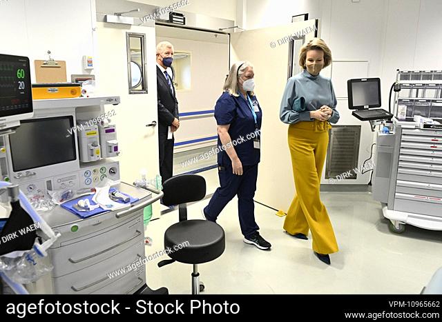Queen Mathilde of Belgium pictured at the hospital during a royal visit to the hospital ship the 'Global Mercy' of the international charity Mercy Ships