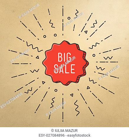 Big sale shining banner, colorful background in flat style. Universal simple modern sale background template. Geometric design illustration