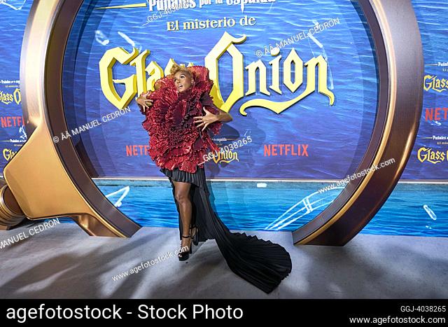 Janelle Monae attends ‘Glass Onion: A Knives Out Mystery’ Premiere at Callao Cinema on October 19, 2022 in Madrid, Spain