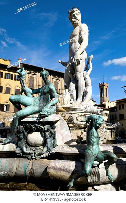 Fountain of Neptune in the Piazza della Signoria square, Florence, Unesco World Heritage Site, Tuscany, Italy, Europe