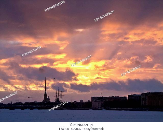 sunset in Saint-Petersburg