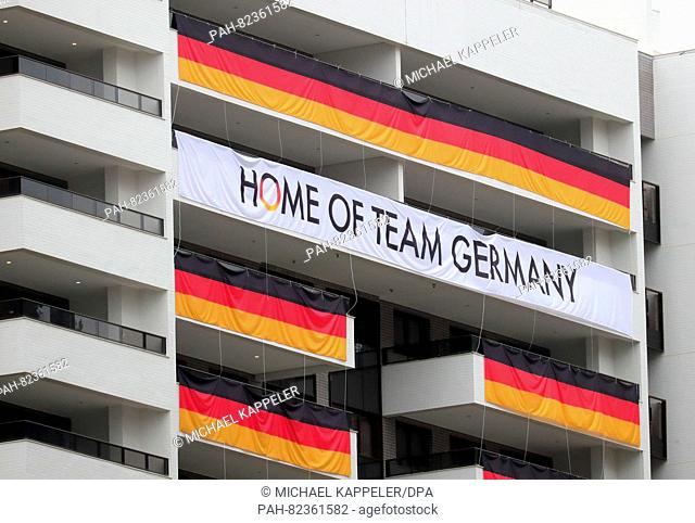 A view of the accommodation building for the German team at the Olympic village in Rio de Janeiro, Brazil, 28 July 2016. The 2016 Olympic Games will be held...