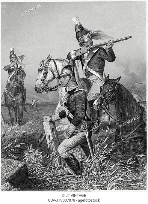 “Lee’s Cavalry Skirmishing at the Battle of Guilford”, 1781, from a Painting by Alonzo Chappell, Engraving Printed circa 1879 by Henry J