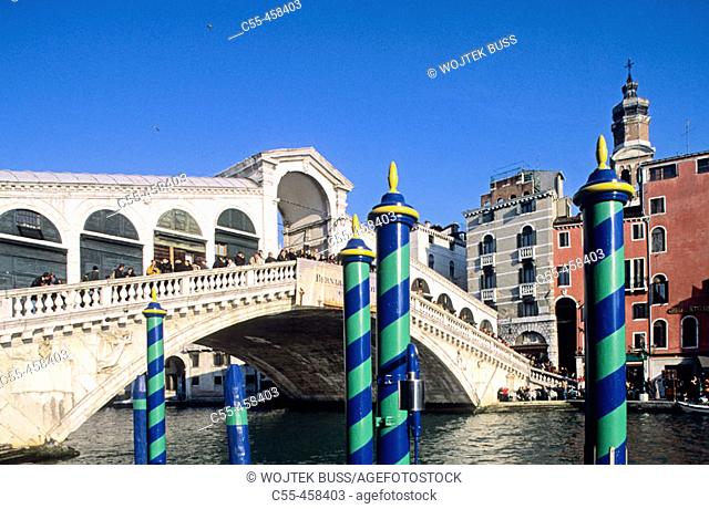 Rialto Bridge and Grand Canal, Venice. Veneto, Italy