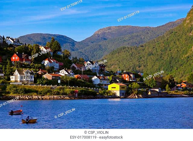 Town Sogndal and fjord - Norway