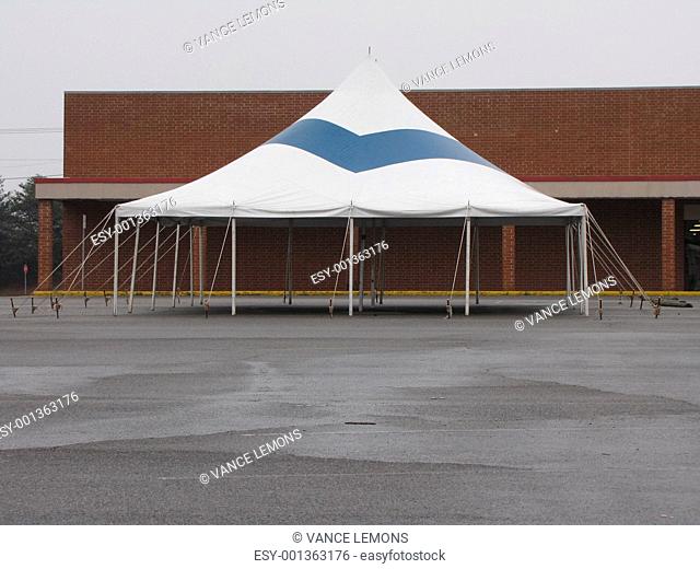 tent in parking lot