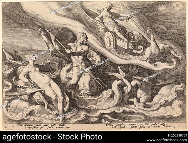 Juno Complaining to Oceanus and Tethys about Callisto, c. 1589. Creator: Goltzius, Workshop of Hendrick, after Hendrick Gol