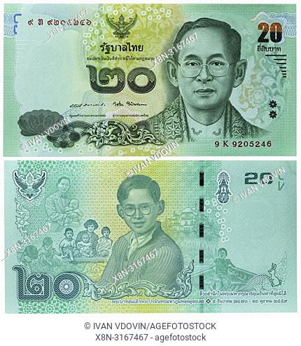 20 baht banknote, king Rama X, Thailand, 2017