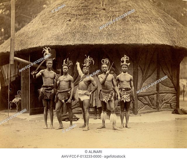 Young Africans of Guinea in the Jarden d'Acclimatationin the ethnological section of the International Exhibition in Paris, shot 1867 by Petit, Pierre