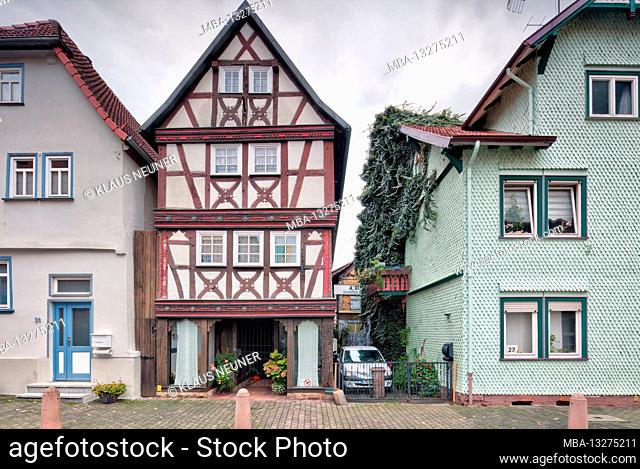 House view, half-timbered, historic old town, old town Salmünster, Bad Soden-Salmuenster, Kinzigtal, Hessen, Germany, Europe
