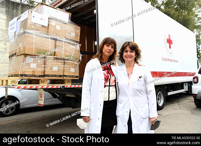 Alessandra Mecozzi Director of Pharmacy , Alessandra Ceccoli pharmacist manager during the delivery from Lazio region to the representatives of the Italian Red...
