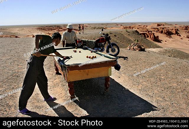 Men playing snooker in Valley of Skeletons
