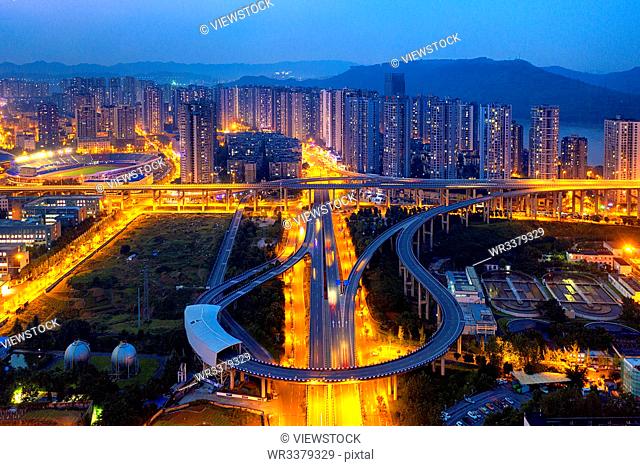 Chongqing ding mountain Yangtze river bridge ramp