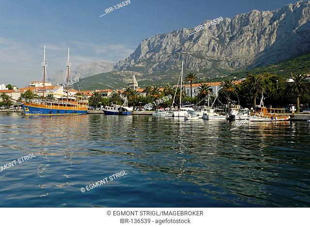 Historic city of Makarska at the Biokovo mountains, Dalmatia, Croatia