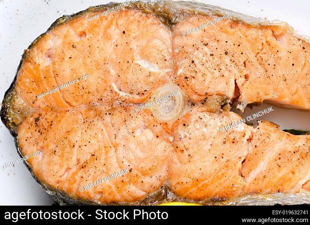 Grilled salmon closeup