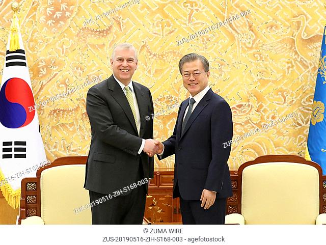 May 16, 2019 - Seoul, SOUTH KOREA - May 15, 2019-Seoul, South Korea-In This Photos provide is President Office. Great Britain's Prince Andrew and South Korean...