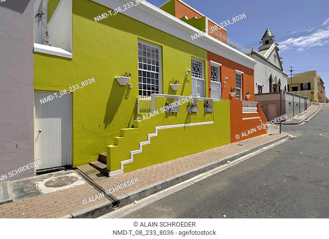 Buildings at the roadside, Bo-Kaap, Cape Town, Western Cape Province, South Africa