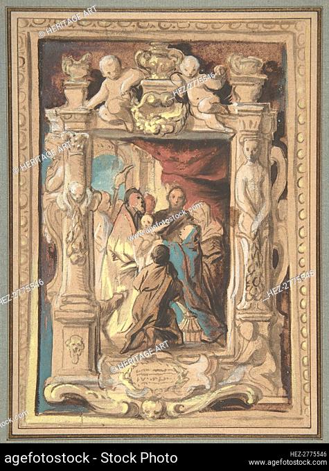 The Presentation in the Temple, with a Design for a Sculpted Frame, ca. 1630-1635. Creator: Jacob Jordaens