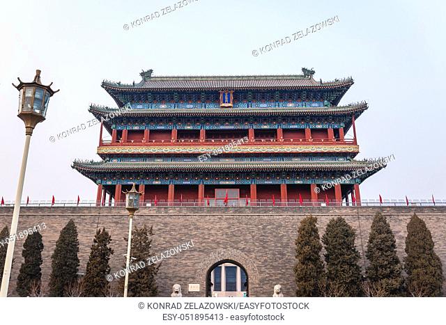 Zhengyangmen gate house - part of the ancient city walls in Beijing, capital city of China