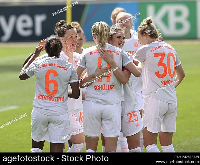 firo: 23.05.2021 Fuvuball: Soccer: 1. Bundesliga, season 2020/2021 Women Flyeralarm Buli Bayer Leverkusen - FC Bayern Mvºnchen Muenchen goal jubilation after...