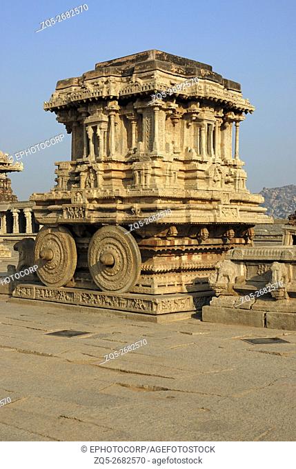 Hampi - Karnataka, Vitthala temple complex, stone ratha (chariot)