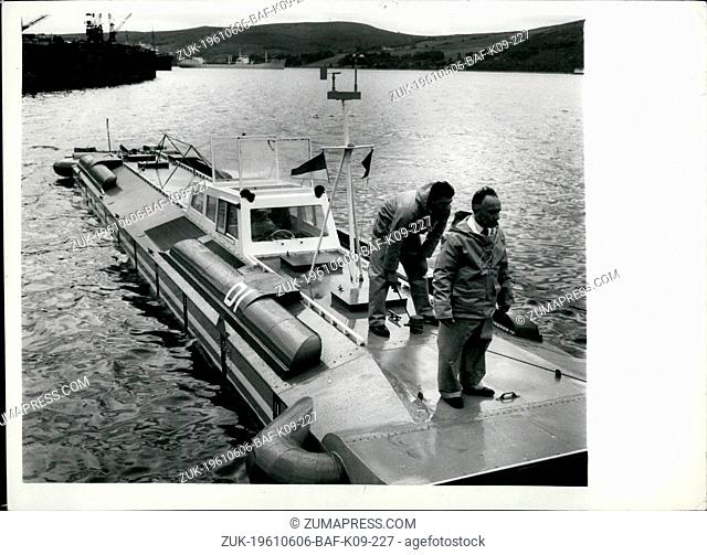Jun. 06, 1961 - Britain's First 'Hovership' - Makes Its Public Debut. It Just floats Across Top Of The Water. 70 Passengers