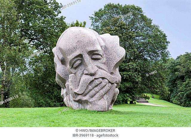 Natural stone sculpture Father of the Songs on Dainas Hill, by sculptor Indulis Ranka, Folk Song Park, since 1996 in the World Register of Sculpture Gardens