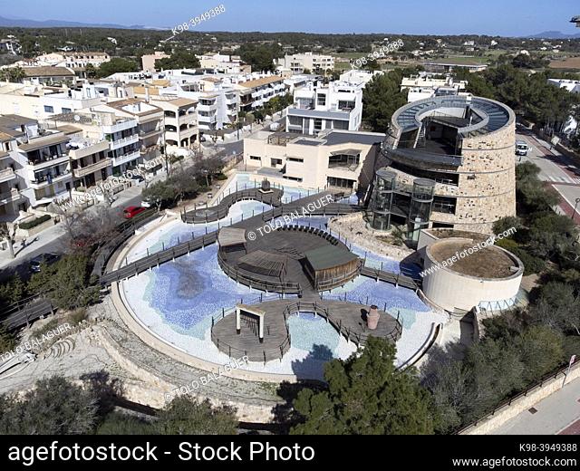 Cabrera Interpretation Center, Building View and Swimming Pools, Colònia de Sant Jordi, Ses Salines, Mallorca, Balearic Islands, Spain