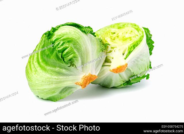 Green iceberg lettuce isolated on white background