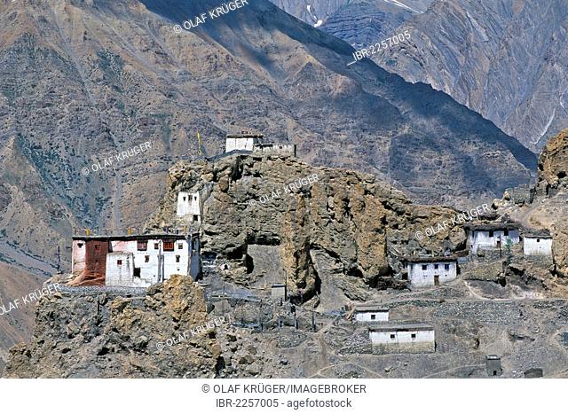 Buddhist monastery or gompa, Dhankar, Spiti Valley, Lahaul and Spiti district, Himachal Pradesh, Indian Himalayas, North India, India, Asia
