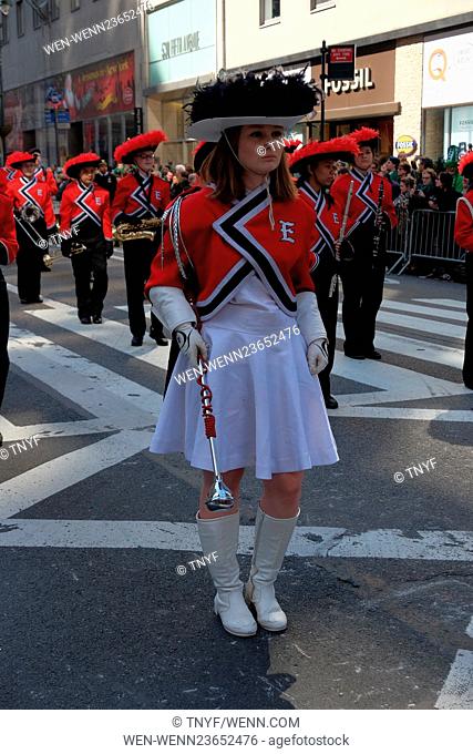 Mayor Deblasio marches in the 2016 St Patricks Day Parade Featuring: Atmosphere, Mayor Deblasio, Cardinal Dolan, Govenor Cuomo Where: Manhattan, New York