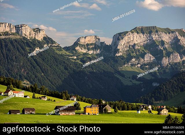 Appenzellerland, Switzerland, Alps, mountains, evening, Appenzell, Hüser, Furgglenfirst, Saxer gap, Kamor