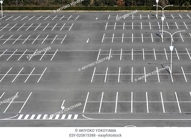Empty car parking lot with white mark