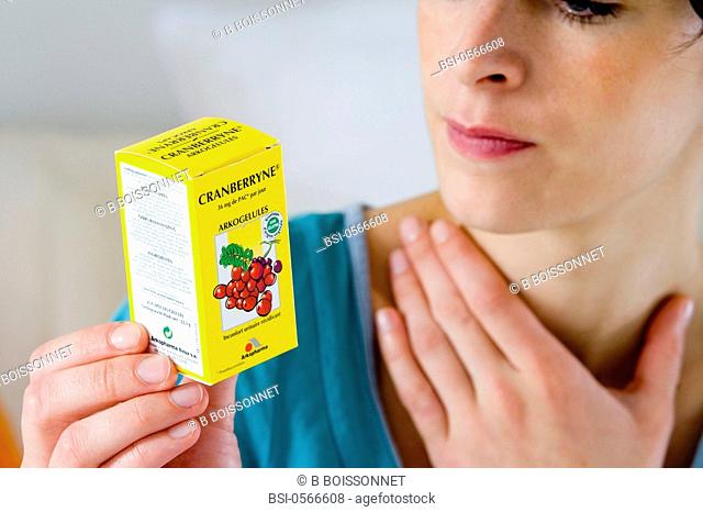 Model. Cranberryne is a food supplement made with cranberry Vaccinium macrocarpon and extract of grape aimed at reducing urinary discomforts such as cystites