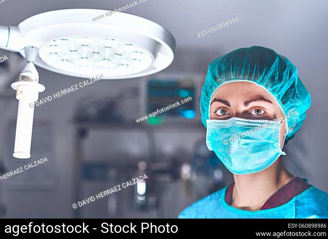 Female surgeon in operating theater. High quality photo