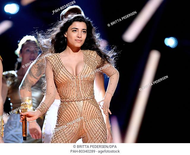 Samra Rahimli representing Azerbaijan with ""Miracle"" performs during the First Dress Rehearsal of the 61st annual Eurovision Song Contest (ESC) in Stockholm