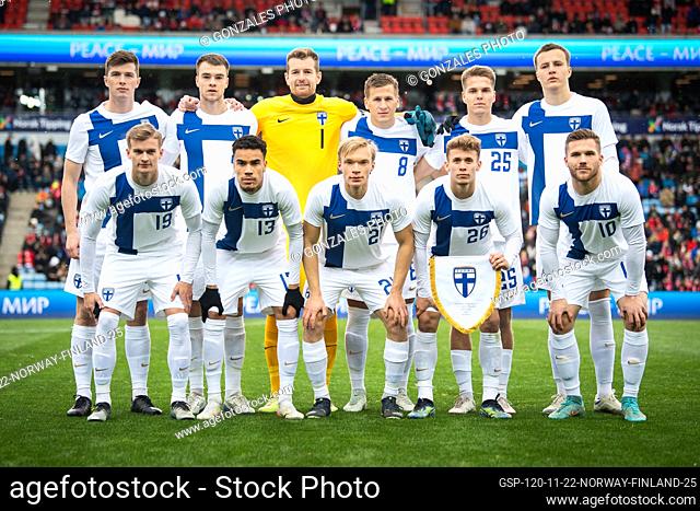 Oslo, Norway. 20th, November 2022. The starting-11 of Finland for the football friendly match between Norway and Finland at Ullevaal Stadion in Oslo