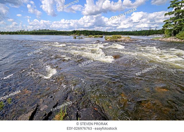 Raging Rapids in the Wilderness of the Falls Chain in Quetico Provincial Park in Ontario
