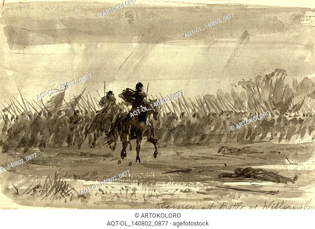 Kearney at Battle of Williamsburg, drawing, 1862-1865, by Alfred R Waud, 1828-1891, an american artist famous for his American Civil War sketches, America, US