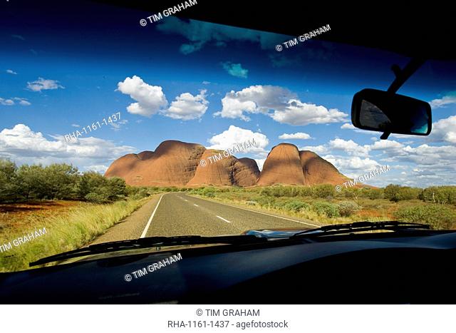 The Olgas, Kata Tjuta seen from inside a car, Red Centre, Australia
