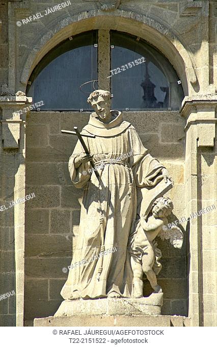 Santiago de Compostela (Spain). Architectural detail of the facade of the Church of St. Francis of Assisi in the city of Santiago de Compostela
