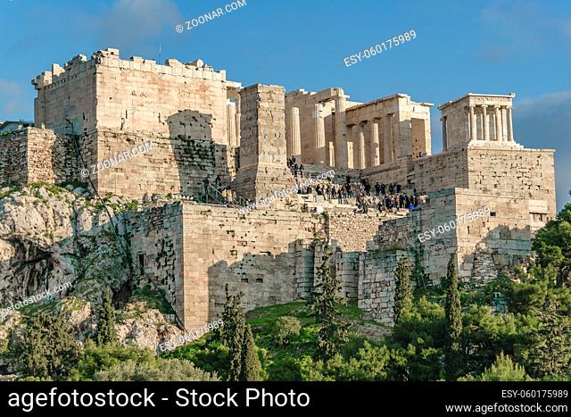 Long distant shot acropolis site, athens, greece