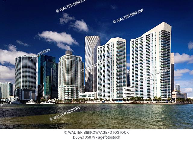 USA, Florida, Miami, city skyline from Brickell Key