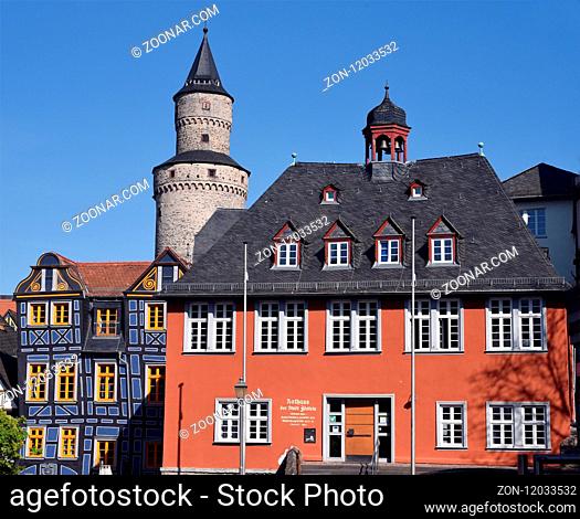 Rathaus, Hexenturm, Bergfried, Das Schiefe Haus, Altstadt, Idstein