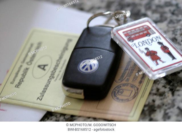 car keys with vehicle registration certificate