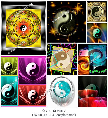Ying Yang Glossy Colorful Style Collage