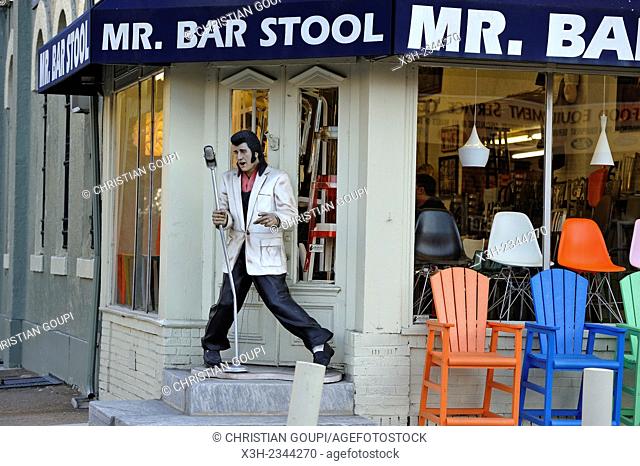 ''Mr. Bar Stool'', chairs and bar stools store, corner of 2nd and Race Streets, Philadelphia, Commonwealth of Pennsylvania, Northeastern United States