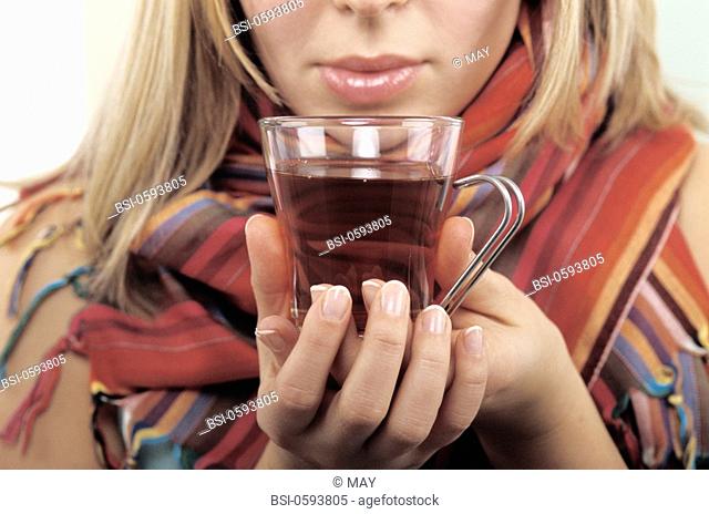 WOMAN WITH HOT DRINK<BR>Model